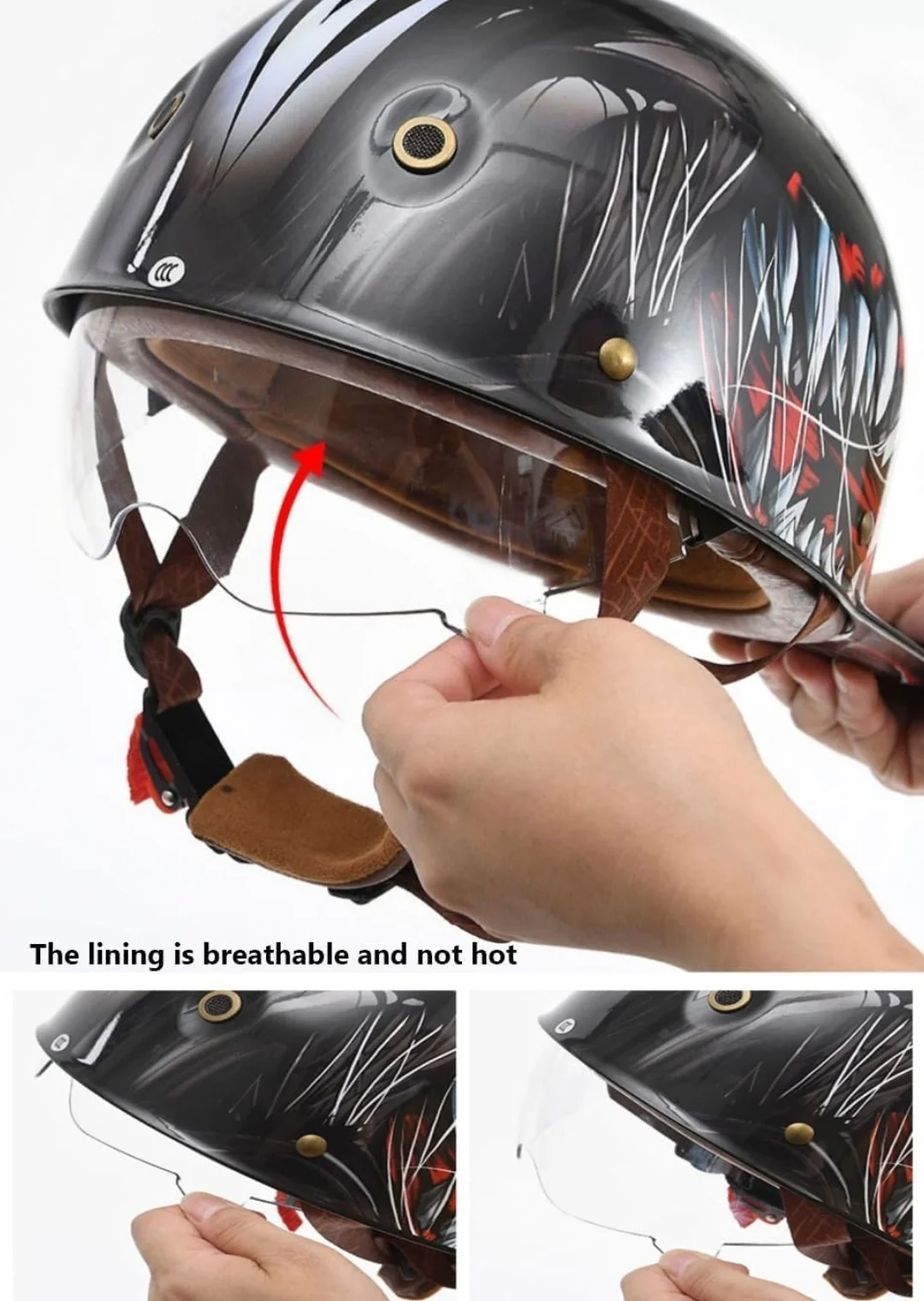 Retro Style Baseball Cap Half Helmet - Image 3
