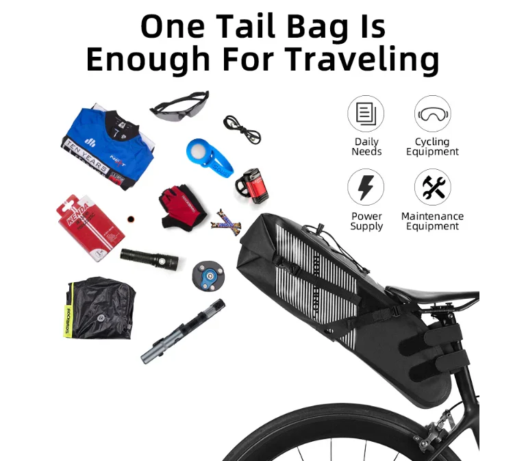ROCKBROS Waterproof Reflective Large Capacity Saddle Bag(up to 14L) - Image 2