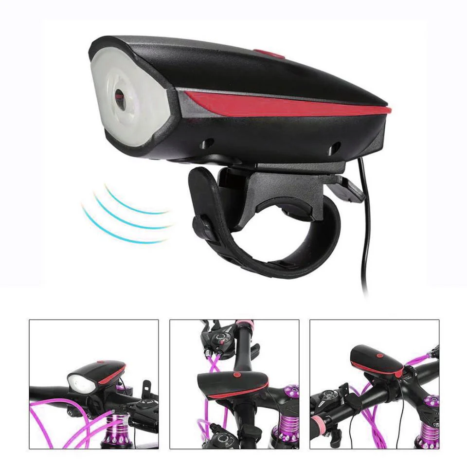 Scooter lamp + horn Bicycle e-Scooter LED Head Light Super Horn Electronic Bell Lamp Water Resistant - Image 3