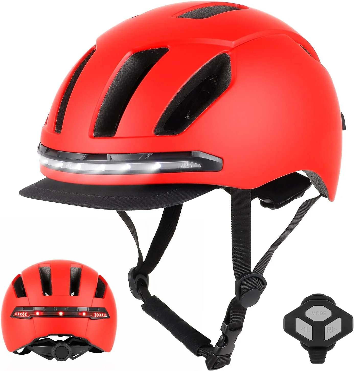 Smart Bicycle Helmet with Front Rear LED Light Detachable Visor and Lining for Adults Unisex - Image 2