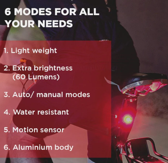 Spartan Smart Bicycle Taillight Rechargeable - Image 7