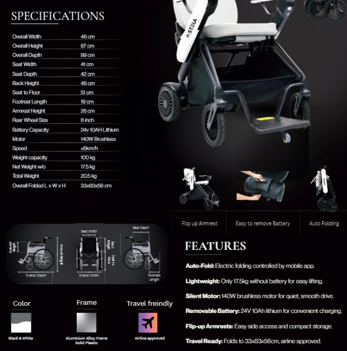 STELA SMART10 AUTO FOLDING Mobility Scooter- 2026 New - Image 5