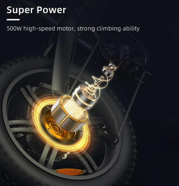 Stylish A20F Folding Fat Tire Electric Bike 36V 14.5Ah 500W-2026 new - Image 4