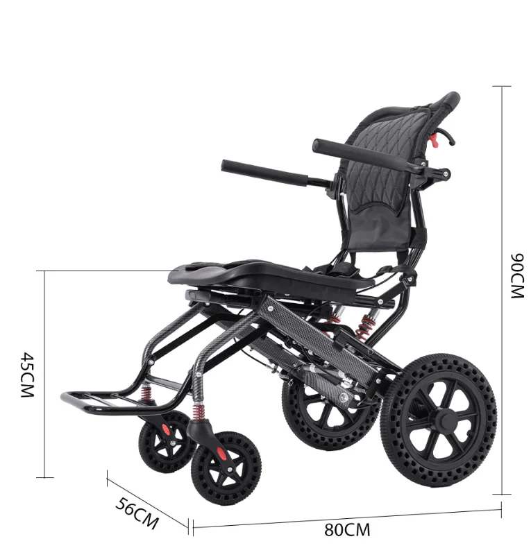 Ultra Lightly Folding Manual Travel Wheelchair for Disabled and Elderly with Telescopic Handle - Image 7