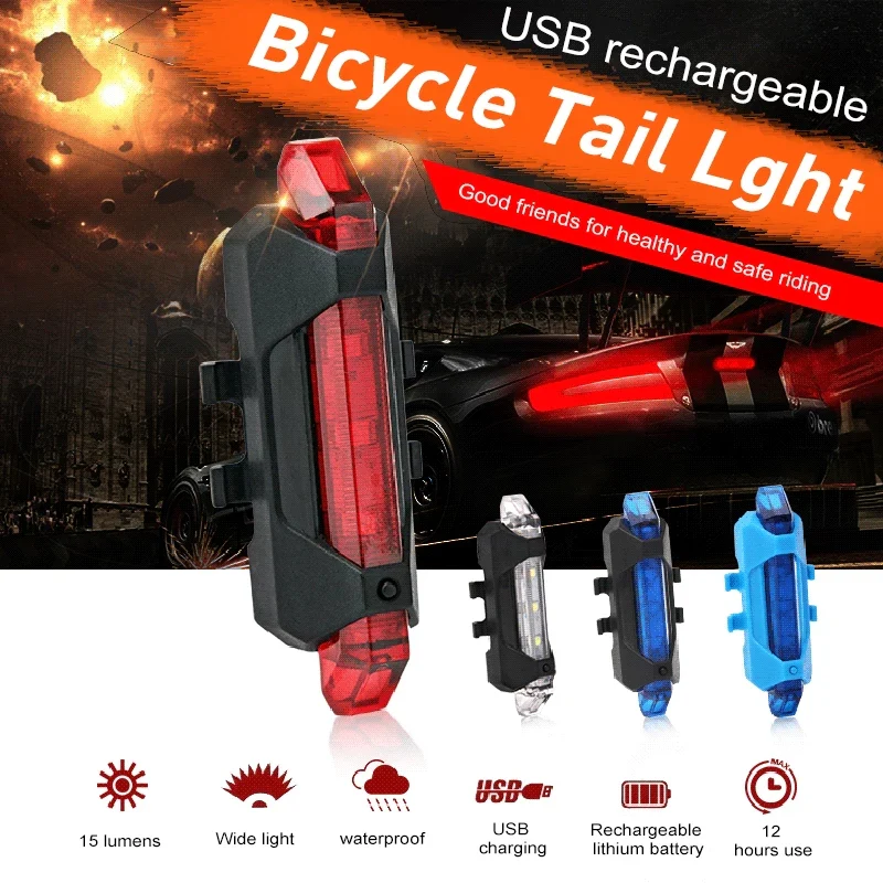 USB Rechargeable Lamp LED Safety Warning Taillight light Pire - Image 4