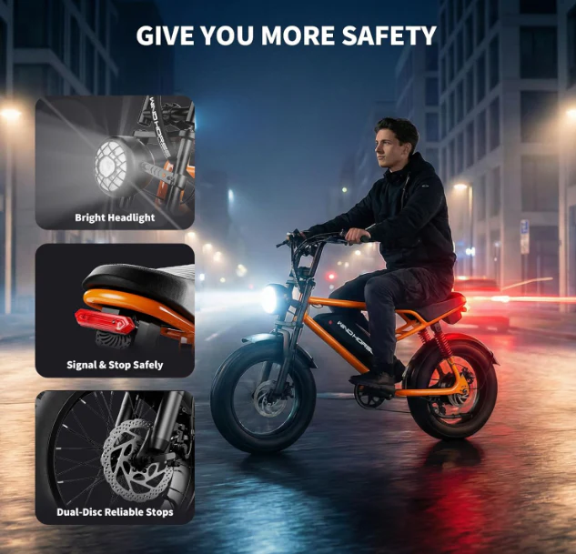 V8 Mini Harley Electric Bike 48V 15.6Ah 750W Motor - Image 6