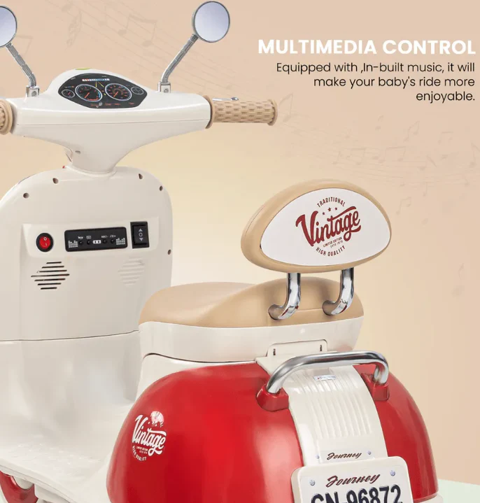 Vintage Vespa Electric Scooty with Light & Music Age 1-3 years - Image 4
