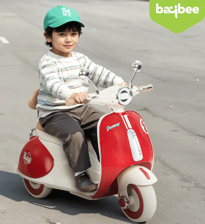 Vintage Vespa Electric Scooty with Light & Music Age 1-3 years - Image 7