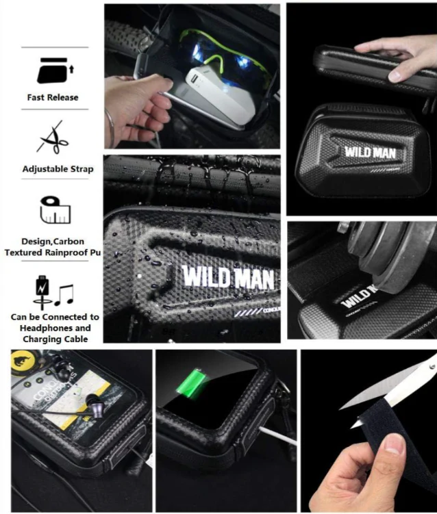 Wildman hard shell bicycle bag touch screen - Image 5