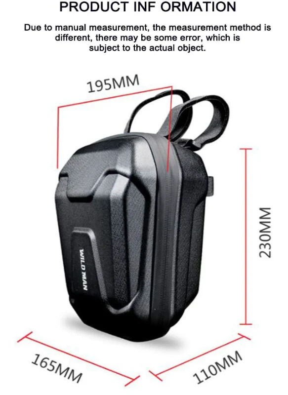 WILDMAN 2.5L Hard Shell Rainproof Scooter Storage Bag - Image 2