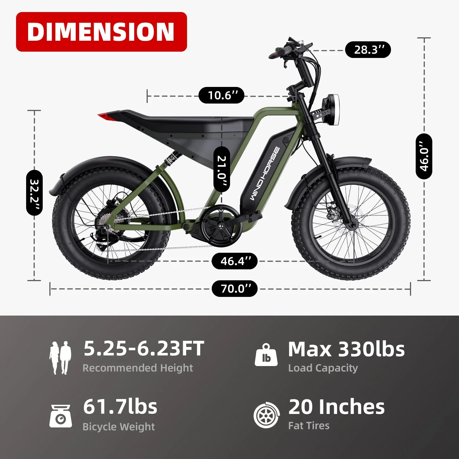 WindHorse D3 Fat Tyre All Terrain Electric Bike 48V 18Ah 1000W - Image 12