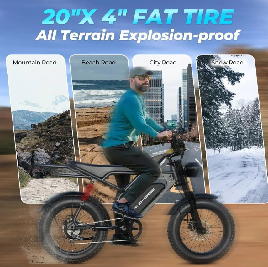 WINDHORSE V8 PRO 2025 NEW HARLEY ELECTRIC BIKE 48V 15AH 750W - Image 6
