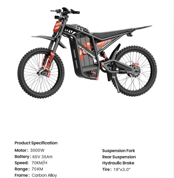 Windhorse Y1 Electric Dirt Bike Best Mid Ranger With 60V 35Ah- Removable Battery 3000W Motor - Image 6