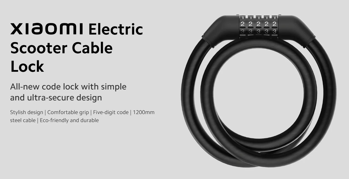 Xiaomi Electric Scooter E Bike Cable Lock with Five Digit High Secure Rust proof Eco Friendly Durable Comfortable Grip - Image 4